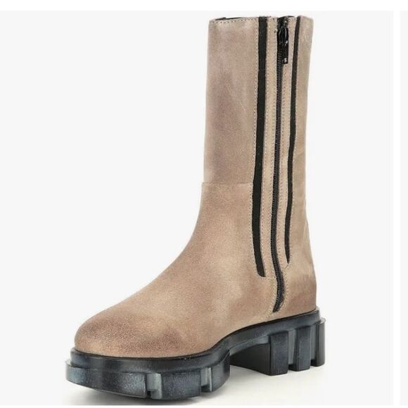 NWT Free People Brooks Chelsea Suede Chunky Sole Boots Size38.5 Gray/Brown/Taupe - Picture 8 of 14